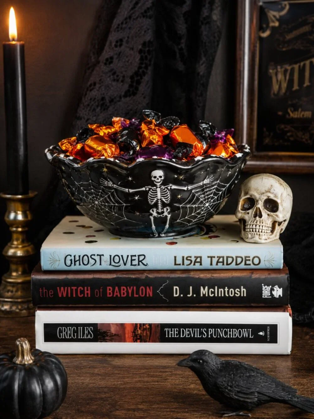 Set Of 3 Hardcover Books To Use For Halloween Display Witch Ghost Devil